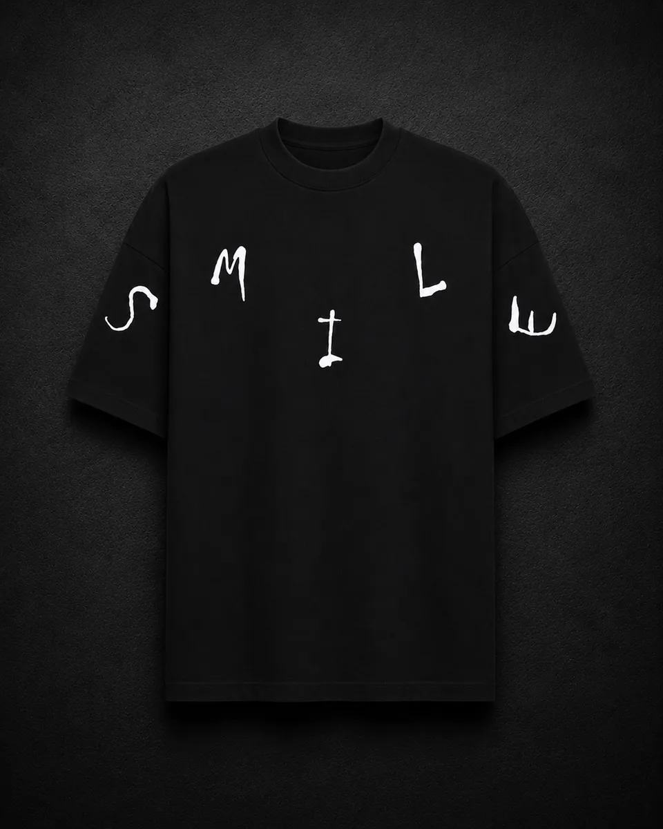 Smile Tshirt in Black — front view