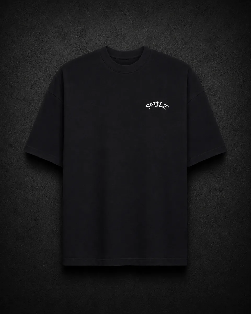 THE SMILY T-SHIRT in Black — front view