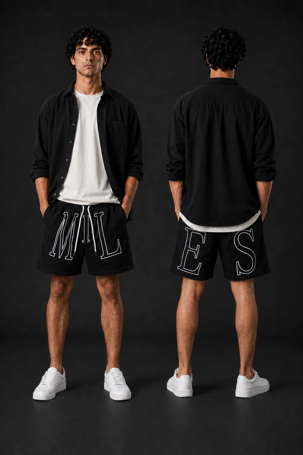 Smile Shorts باللون الأسود — معروض على عارض