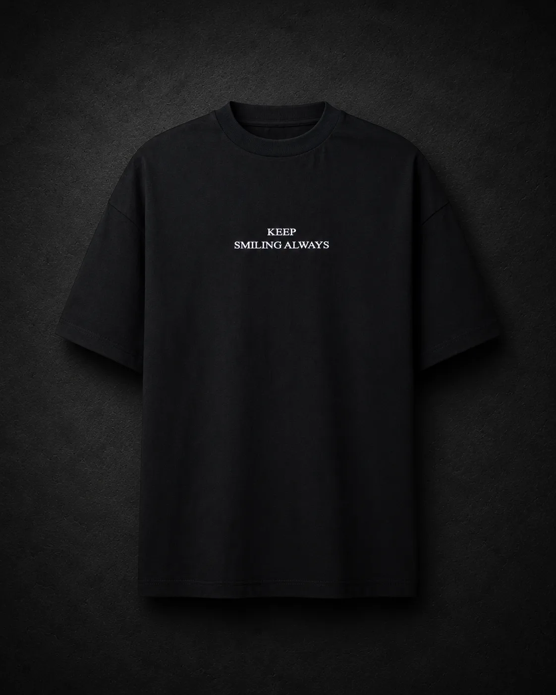 Smile Always Tshirt in Black — front view